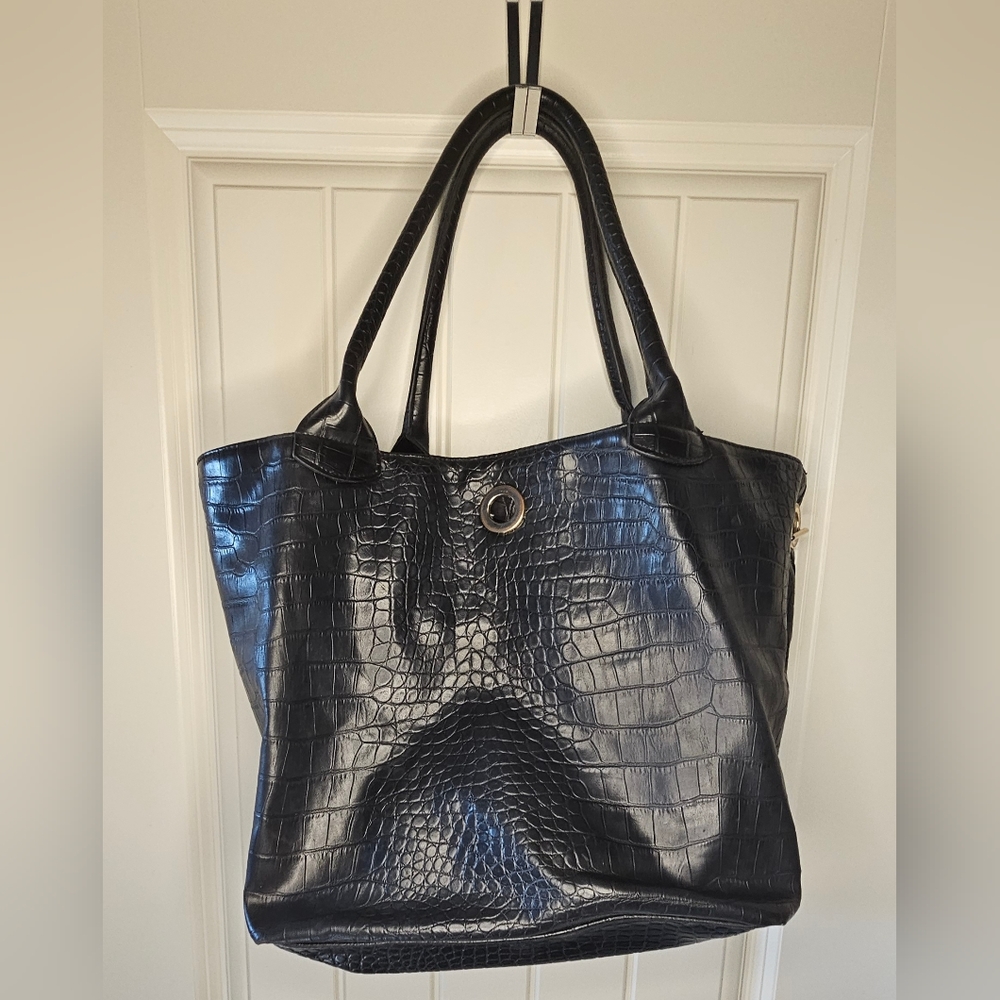 [Betty Barclay] Black Leather ♡♡ Over The Shoulder Purse - Picture 2 of 16